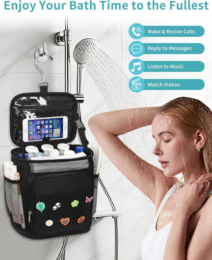 Shower Caddy Portable, Hanging Shower Caddy for College Dorm Room Essentials, Mesh Shower Bag with DIY Decoration Charms, Large Capacity Toiletry Bag for Gym, Swiming, Camping, Bathroom, Beach, Travel3