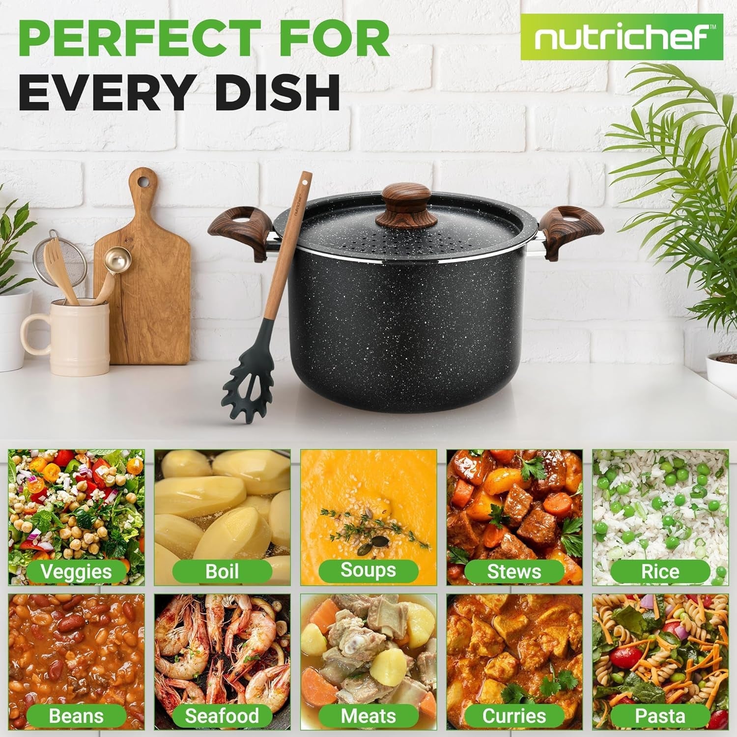 5qt-pasta-pot-with-strainer-lid-pasta-fork-non-stick-cooking-pot-lockable-lid-heat-resistant-handles-even-heat-distribution-easy-clean-black-marble