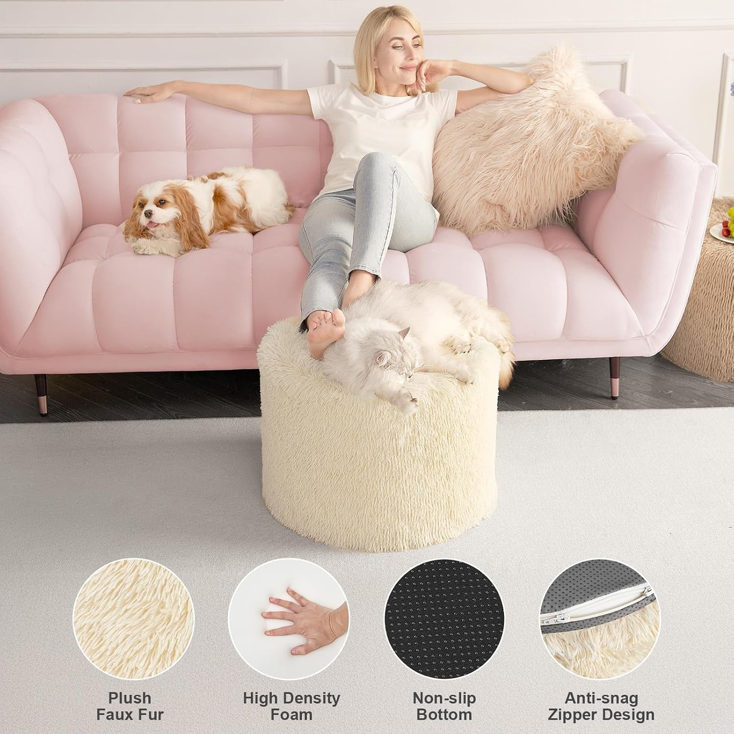 round-pouf-ottoman-foot-rest-footstool-17-x-14-inch-beige-high-density-one-piece-foam-firm-stable-for-couch-bedroom-living-room-mechine-washable-cover