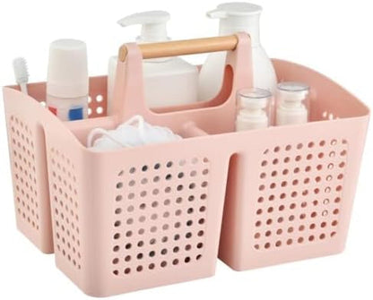 Portable Shower Caddy Basket with 3 Compartments and Handle, Pink1