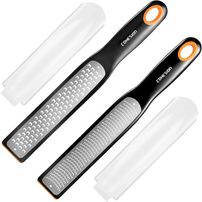 Etched Zester & Grater Set of 2 - Kitchen Zester Tool for Lemon, Cheese, Garlic, Ginger, Nutmeg, Chocolate, Fruits, Vegetables - Sharp Premium Stainless Steel Blade with Protective Cover1