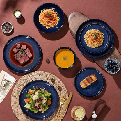 16 Piece Dishes Dinnerware Set with Pasta Bowls for 4, Midnight Blue2