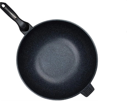 Ceramic Marble Coated Cast Aluminium Non Stick Wok 34 Cm (13 1/2 Inches)2