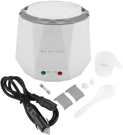 Electric Rice Cooker Portable Electric Car Truck Food Steamer Mini Travel Rice Cooker 12V 100W 1.3 L Portable Meal Heater Food Warmer(White)1