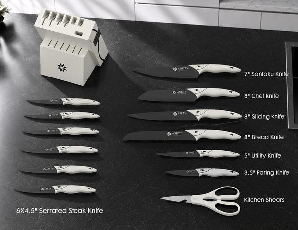 Kitchen Knife Set with Block 15 PCS, Dishwasher Safe Kitchen Knives2