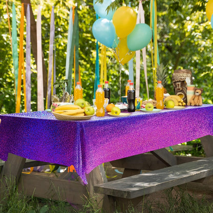 Sparkling Holographic Laser Tablecloth - Shimmering, Waterproof, Easy to Clean - Ideal for Bachelorette, Birthday, Wedding, and Anniversary Party Decorations (Purple, 1)6