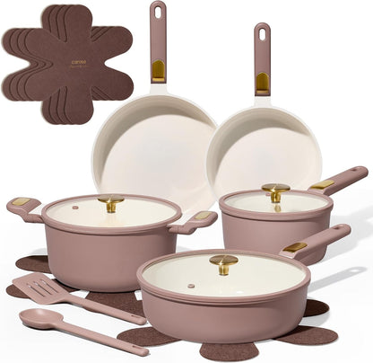 Ceramic Cookware Set, Pots and Pans Set Non Stick, 14-Piece Induction Cookware, Non Toxic Healthy Non Stick Kitchen Cooking Set, with Frying Pans Set,Large Capacity Soup Pot1