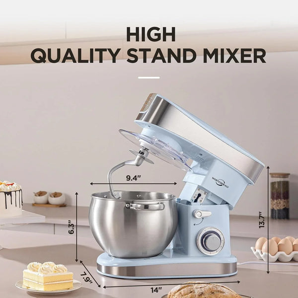 Stand Food Mixer 6.3 Qt Tilt-Head 400W 6-Speed Blue | Kitchen Electric Mixer with Stainless Steel Bowl, Pulse Motor, Dough Hook,Whisk,Beater,Household Standing Mixer for Baking2