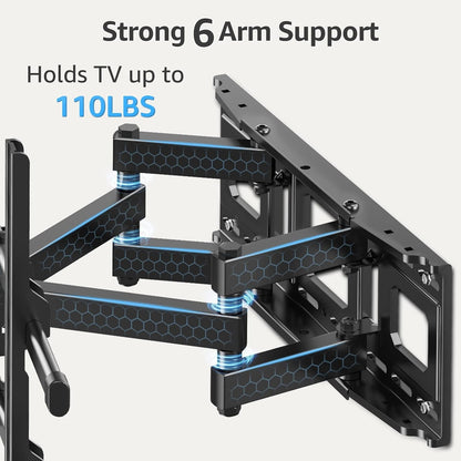 Full Motion TV Wall Mount for Most 40-85 Inch Flat Tvs up to 110 Lbs, Wall Mount Bracket with Dual Articulating Arms, Tilt, Level, Swivel, TV Mount Fits 12/16" Wood Stud, Max VESA 600X400Mm5