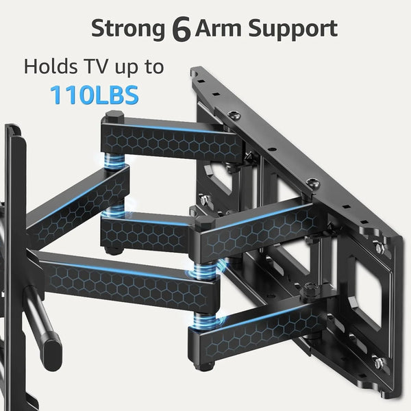 Full Motion TV Wall Mount for Most 40-85 Inch Flat Tvs up to 110 Lbs, Wall Mount Bracket with Dual Articulating Arms, Tilt, Level, Swivel, TV Mount Fits 12/16" Wood Stud, Max VESA 600X400Mm5