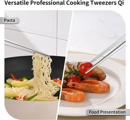 12 Inch Stainless Steel Kitchen Long Food Tweezers for Cooking,Metal Pasta Tongs,Skinny Chef Spaghetti Tongs6