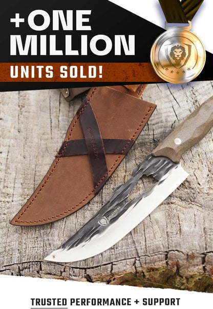 Chef Knife - 8 Inch - Barbarian Series - Premium Swedish 14C28N High Carbon Stainless Steel - Black Brown Stabilized Wood Handle - Chef'S Knife Kitchen - Sheath Included6