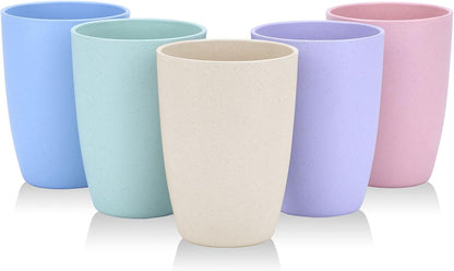 Wheat Straw Unbreakable Cup (12 Oz) - Reusable Drinking Glasses Set of 5 - Dishwasher Safe Tumbler - BPA Free & Eco-Friendly (5Pcs)1