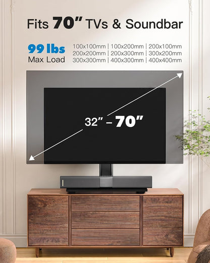 Universal TV Stand Legs for 32-70 Inch Tvs to 99Lbs with Mount | 8 Height Adjustable, Tempered Glass Base, Fixed, Max VESA 400X400Mm, Livingroom & Bedroom, PSTVS042