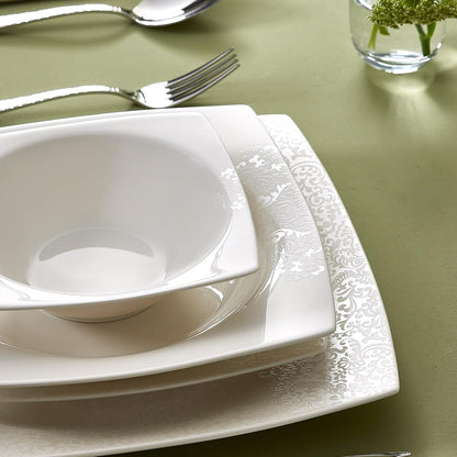 New Flava Bone China Dinnerware Set for 6, 24-Piece White Dinner Set, Lightweight & Durable Fine Bone China Plates and Bowls, Elegant Tableware for Everyday Dining and Special Occasions6