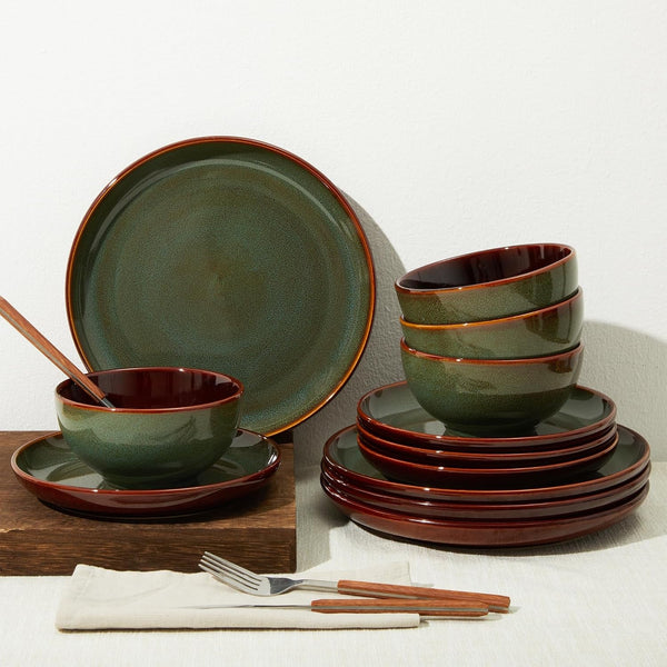 Ceramic Dinnerware Sets for 4, 12Pcs Plates and Bowls Sets Dish Set7