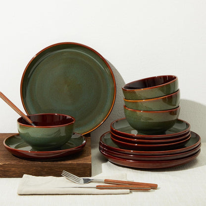 Ceramic Dinnerware Sets for 4, 12Pcs Plates and Bowls Sets Dish Set7