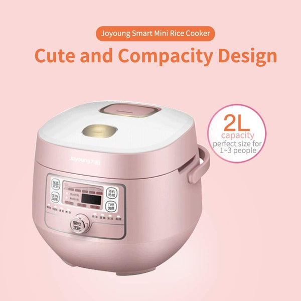 Smart Rice Cooker JYF-20FS987M Mini Multi-Use with Timer for Cooking, Soups, Stew, 2L,Pink2