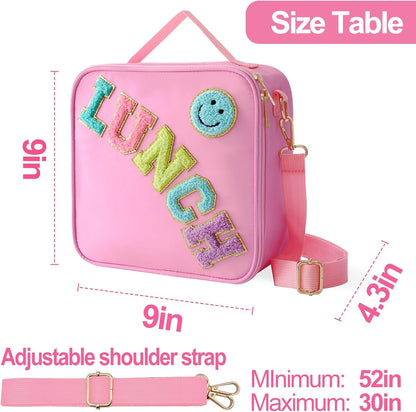 Insulated Lunch Bag with Adjustable Shoulder Strap, Girls Preppy Lunch Box6