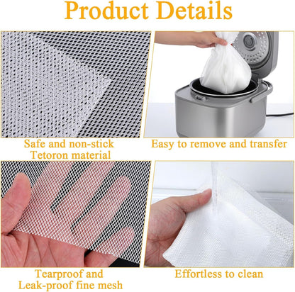 6Pcs Rice Net, 45.3"×39.4" Sushi Rice Cooking Net, Non-Stick Rices Cooker Napkin, Reusable Napkin Fine Mesh Cooking Steam Cloth, Bamboo Steamer Mat Cloth for Home Restaurants Camping5