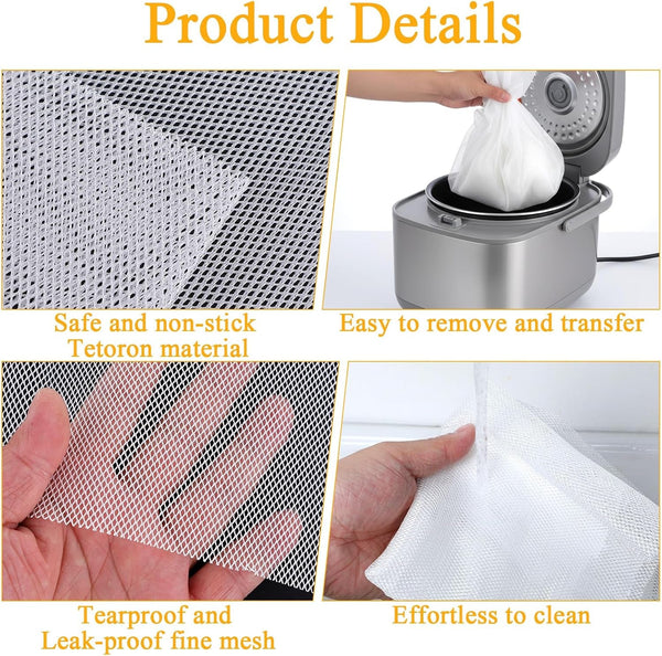 6Pcs Rice Net, 45.3"×39.4" Sushi Rice Cooking Net, Non-Stick Rices Cooker Napkin, Reusable Napkin Fine Mesh Cooking Steam Cloth, Bamboo Steamer Mat Cloth for Home Restaurants Camping5