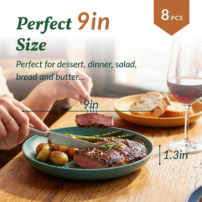 Deep Dinner Plates Set of 8 Alternative for Plastic Plates Microwave and Dishwasher Safe Wheat Straw Plates for Kitchen Unbreakable Kids Plate Set with 4 Colors (Classic Bright, 9 Inch)2