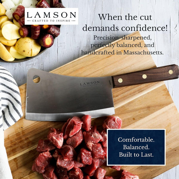 Meat Cleaver, 7.25 in High Carbon Steel Bone Knife, Walnut6