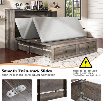 Queen Murphy Bed with Storage & Charging Station5