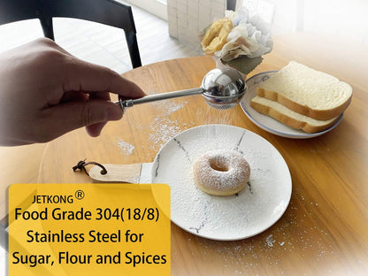 Powdered Sugar Shaker Duster Flour Dispenser Shaker with 18/8 Stainless Steel Spring-Operated Handle for Sugar Flour and Spices3