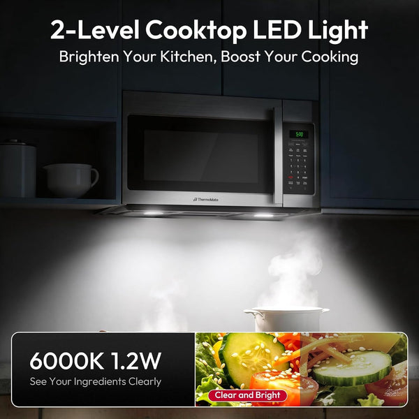 30" Over-The-Range Convection Microwave Oven Combo, 2-In-1 over the Stove Microwave & Oven, 1.5 Cu.Ft, One-Touch Cook, 300 CFM Exhaust Vent & LED Light for Kitchen & RV4