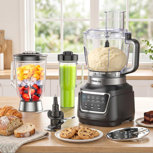 14-In-1 Food Processor Blender Combo, All-In-One Kitchen Blender | Blender for Smoothies, Ice Crush, Dough Make, Whip, Chop, Grind, Grate Cheese, Slice, Shred, French Fry Cut, Dishwasher Safe9