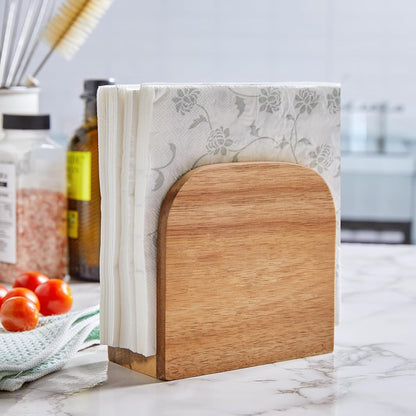 Acacia Wood Napkin Holder for Table, Wooden Upright Napkin Holders for Kitchen, Standing Napkin Dispenser for Kitchen Dining Room Party Cocktail Outdoor Use6