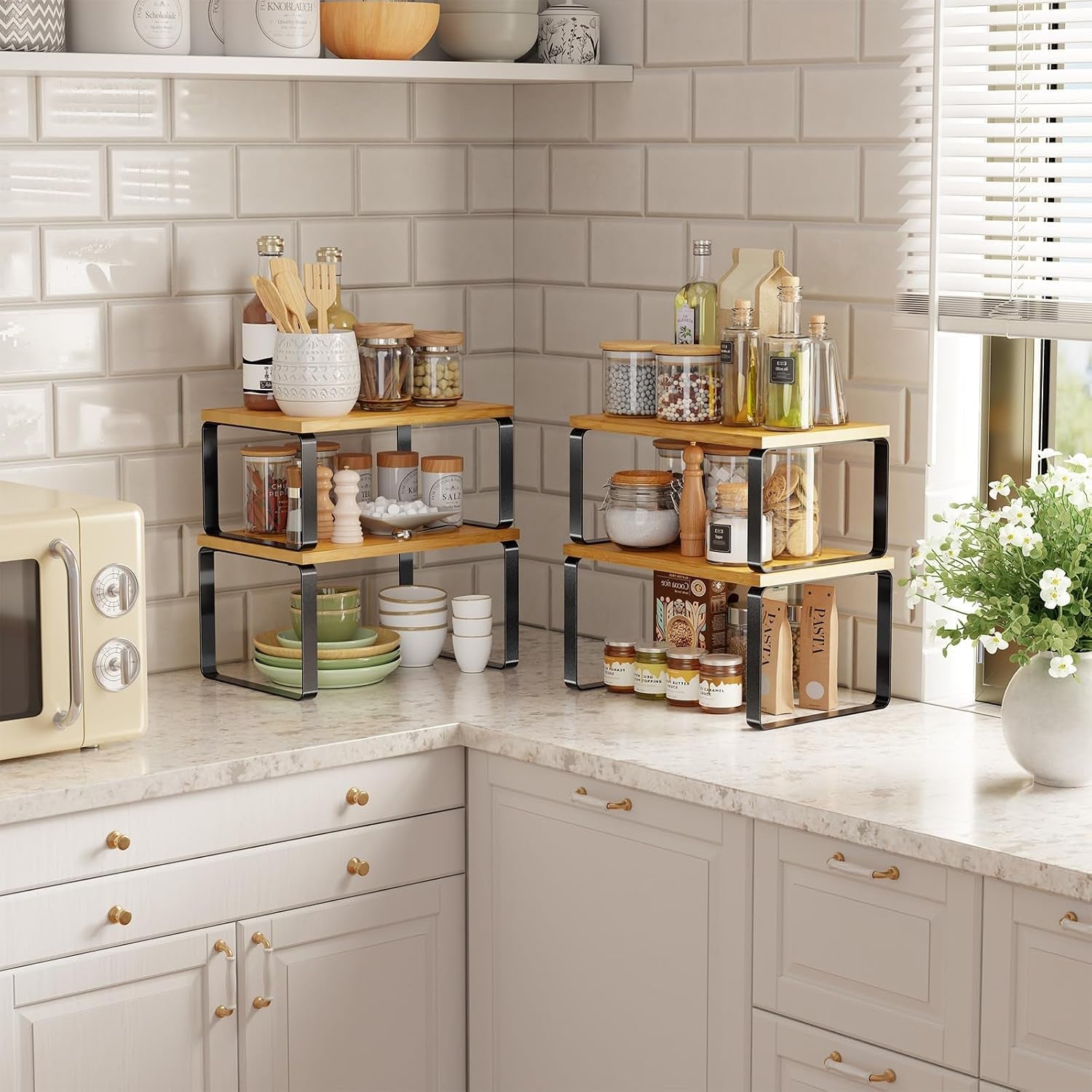 bamboo-cabinet-organizer-shelf-set-of-2-kitchen-counter-shelves-stackable-expandable-spice-rack-kitchen-storage-black-and-natural-beige