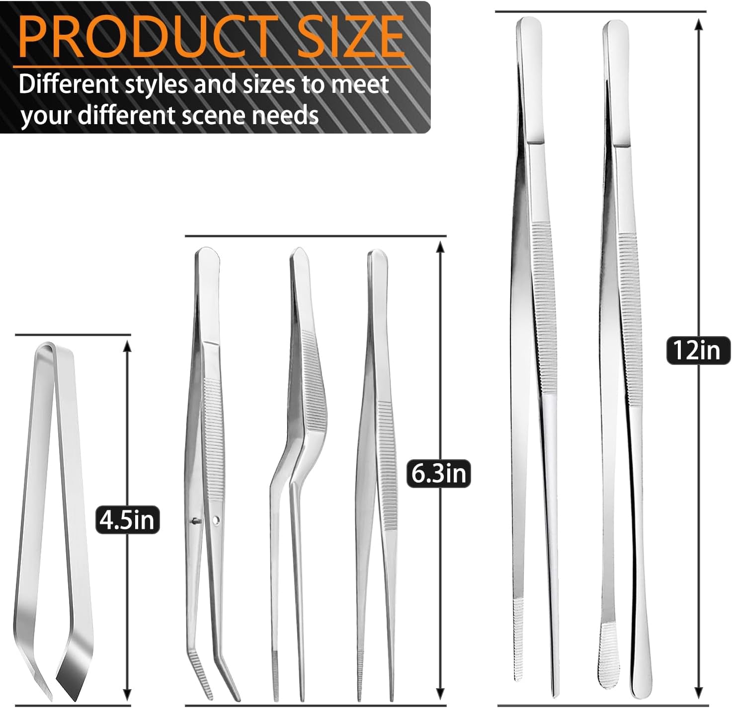 6-pcs-cooking-tweezer-tongs-12-and-6-3-stainless-steel-kitchen-tweezer-set-professional-chef-tweezers-for-cooking-repairing-sea-food-bbq-multi-use