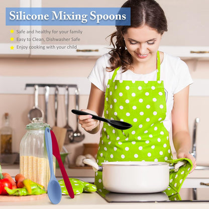 4 Pcs Silicone Cooking Spoons 10.6" Large, Spoon, Fashionable Color6