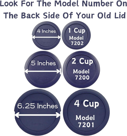 6 Piece Blue Food Storage Lid Set - Made in USA | Bpa-Free Plastic | round Shapes | Fits 7202 | 7200 & 7201 Glass Bowls | Dishwasher Safe5