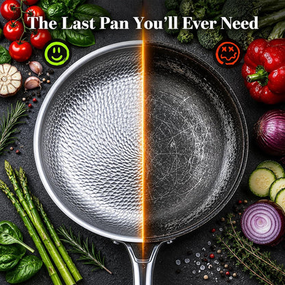 Titanium Pan, 12 Inch Hammered Titanium Pro Frying Pan with Lid, Healthy Skillet for Cooking, PFAS PFOA PTFE Free Cookware, Dishwasher & Oven Safe, Induction Ready3