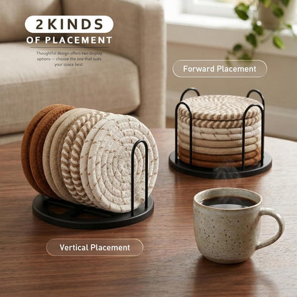 Coasters Set of 8 for Drinks, 4 Inch Large Coasters for Coffee Table, Tabletop Protection for Hot & Cold Drinks, Versatile Coasters for Home Decor, Non-Slip & Easy to Clean, Coffee6