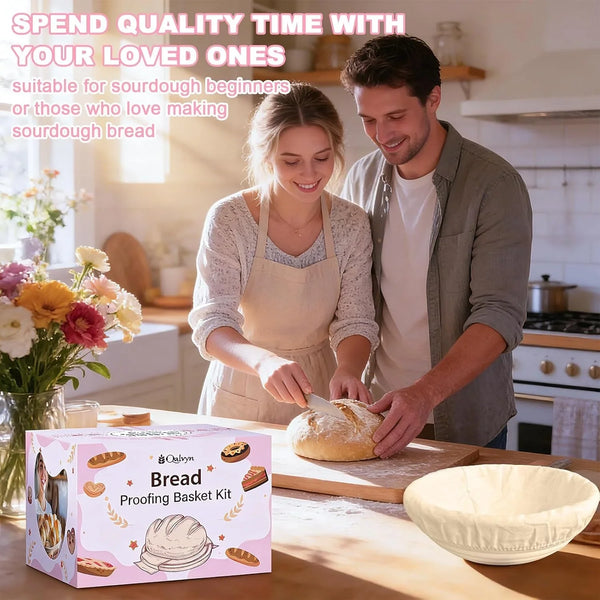 Beginner Sourdough Starter Kit, Sour Dough Kits with Sourdough Starter Jar | Sour Dough Bread Starter Kits with Glass Jar, Bread Proofing Basket, Sourdough Bread Making Tools Gifts for Bakers Women Mom5