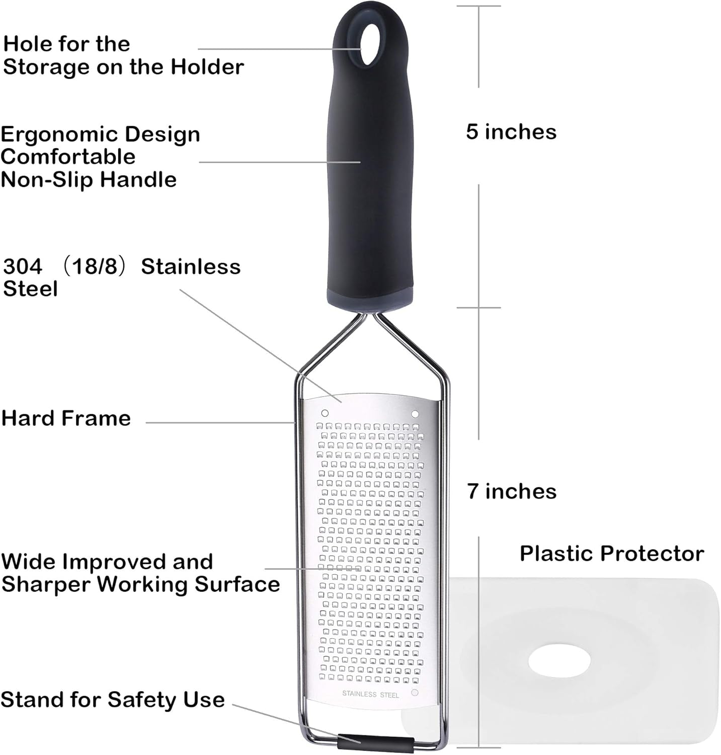 wide-lemon-zester-cheese-grater-18-8-stainless-steel-with-cover-black