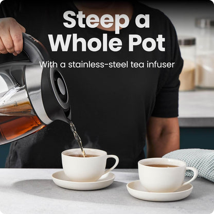 Electric Kettle with Temperature Control, 5 Presets LED Indicator Lights, Removable Tea Infuser, Glass Tea Kettle & Hot Water Boiler, 360° Swivel Base, BPA Free, Stainless Steel, 1.8 Liters5