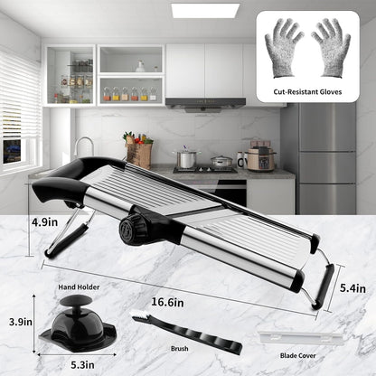 Mandoline Slicer, Mandoline Slicer for Kitchen, Adjustable Mandolin, Stainless Steel Mandoline, Vegetable Slicer, Potato, Onion, Cucumber, Tomato, Veggie Slicer with Cut-Resistant Gloves5