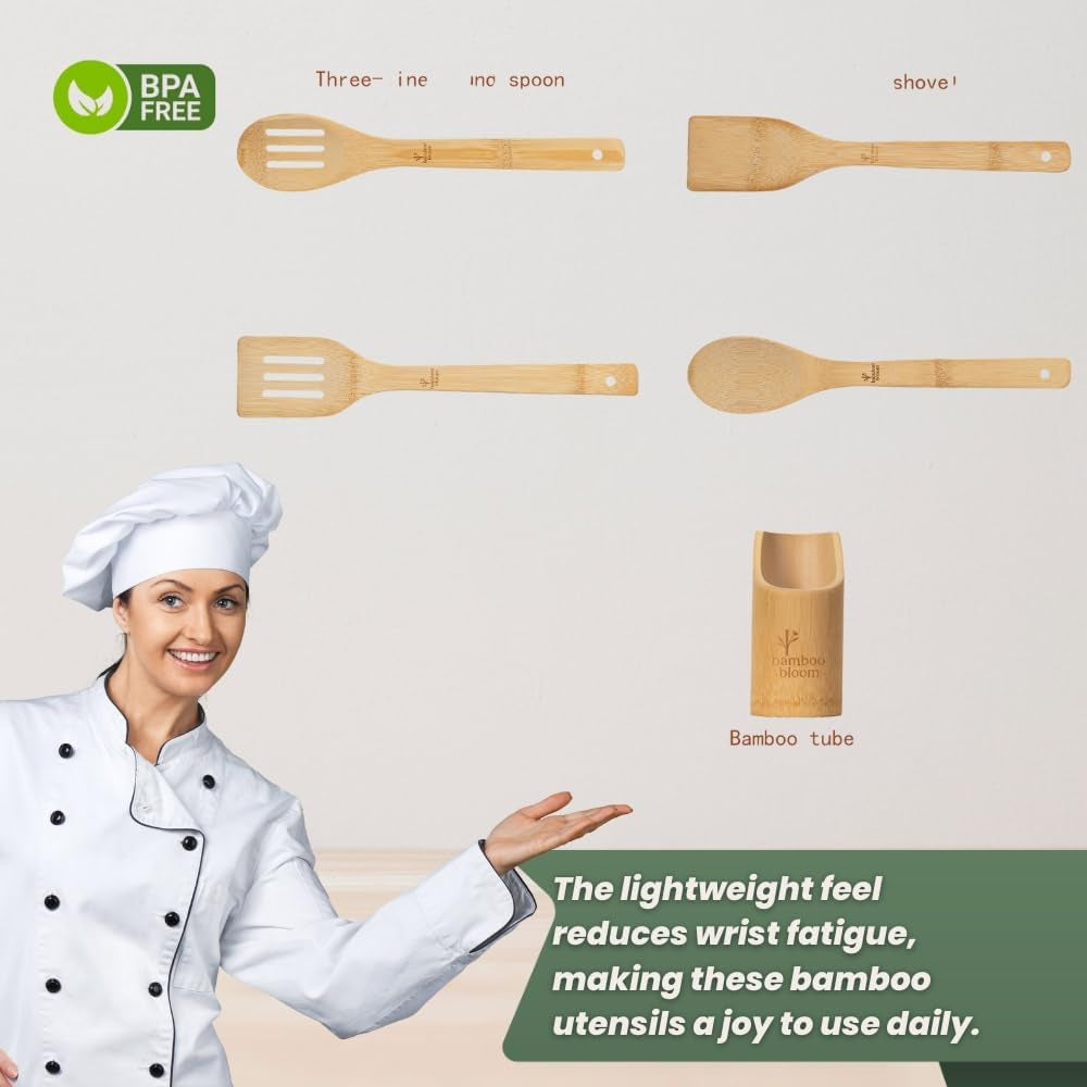 4-piece-kitchen-utensils-set-bamboo-cooking-utensils-with-comfort-grip-including-utensil-holder-bamboo-spoons-shovels-spatulas-wooden-utensil-set-for-non-stick-pans-kitchen-essentials
