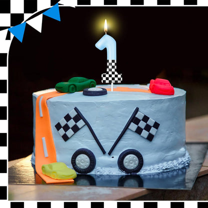 Racing Car Birthday Number Candle Race Car Cake Topper, Number 13