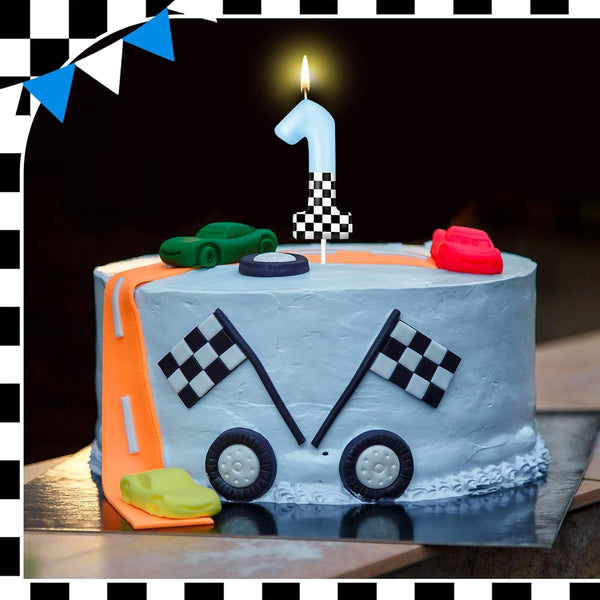 Racing Car Birthday Number Candle Race Car Cake Topper, Number 13