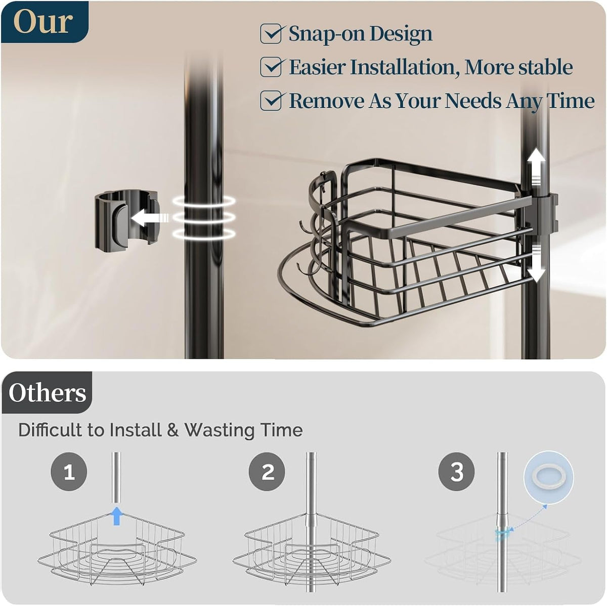 corner-shower-caddy-tension-pole-rustproof-shower-shelves-with-towel-bar-soap-holder-adjustable-bath-organizer-for-bathroom-storage-27-6-108-3-inch-black