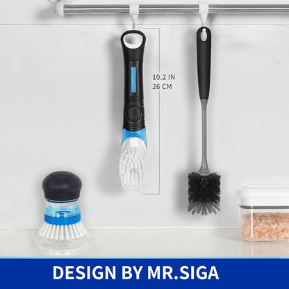 Soap Dispensing Dish Brush, Kitchen Brush for Pot Pan Sink Cleaning | Dish Scrubber with Soap Dispenser, Dish Soap Brush with Scraper6