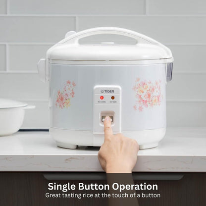 JNP-1800-LF 10 Cup Capacity White Rice Cooker with Non-Stick Inner Pot, Retractable Power Cord, and Keep Warm up to 12 Hours (Flower)2