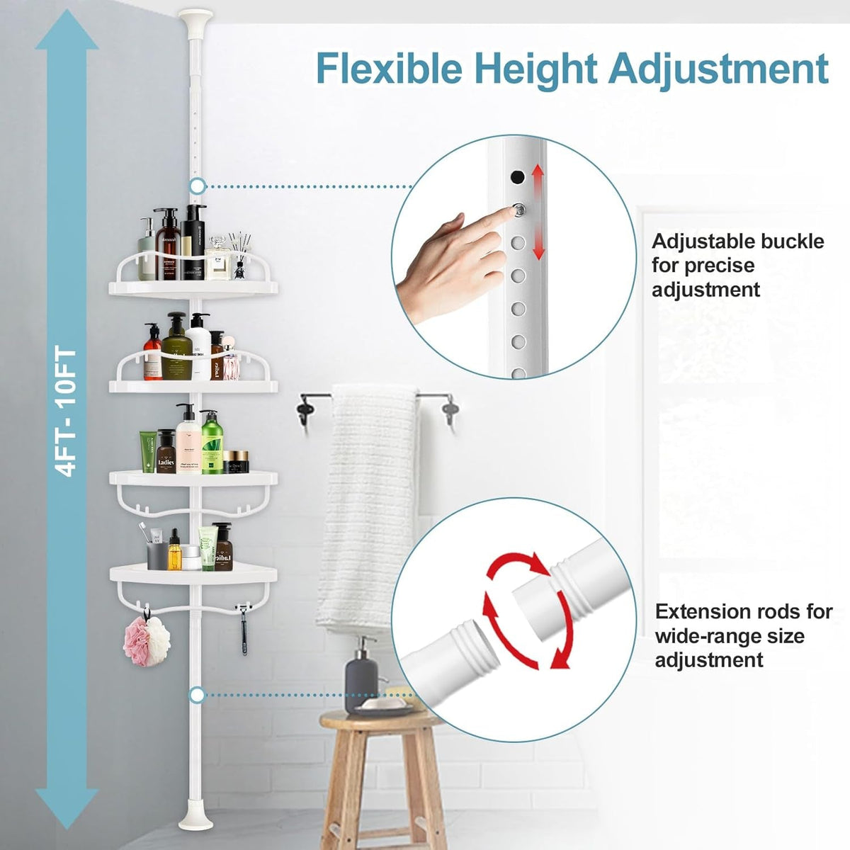 corner-shower-caddy-tension-pole-rustproof-bathtub-storage-organizer-with-4-adjustable-shelves-bathroom-shower-rack-shampoo-holders-for-inside-shower-40-120-floor-to-ceiling-shower-caddy-white