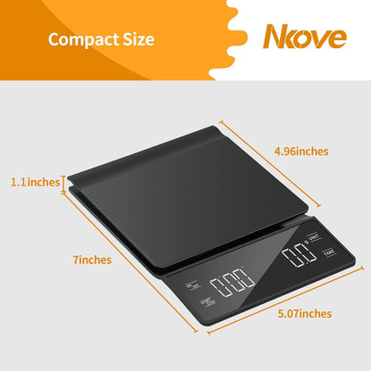 Coffee Scale with Timer, 0.1G High Precision Espresso Scale 3Kg | Digital Coffee Weight Scale with Tare Function, LED Display, Battery Powered, for Pour over Coffee and Espresso Machine4